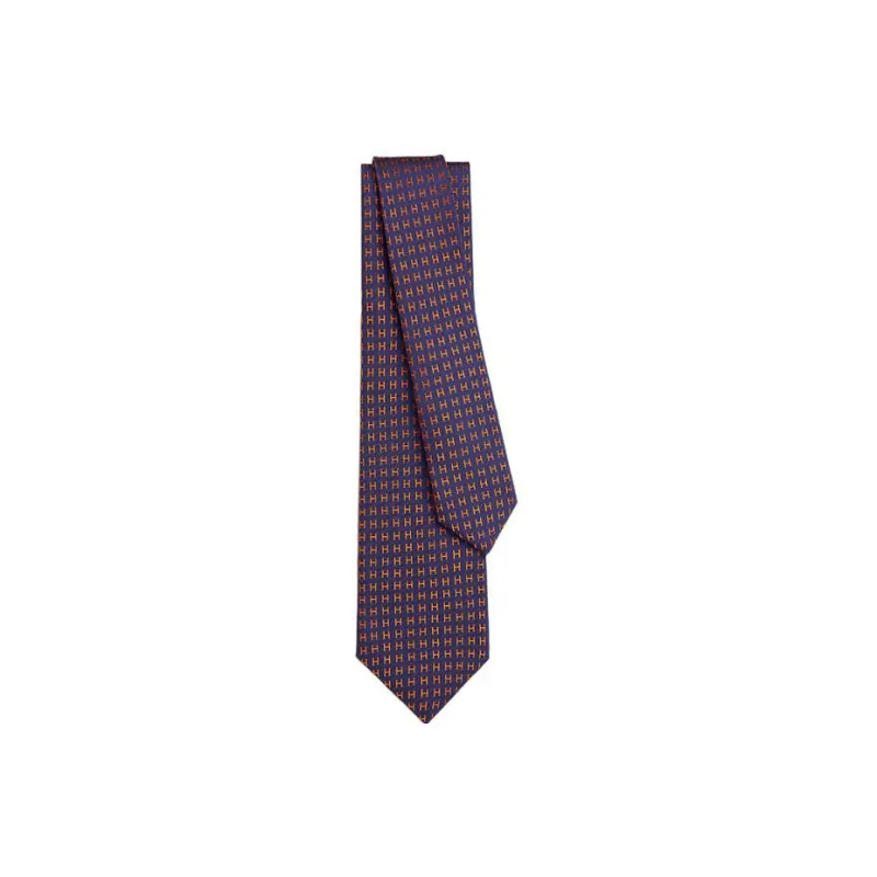 HERMES H Jacquard Ties Men Red-0