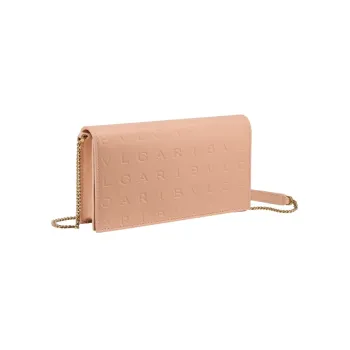 BVLGARI Bvlgari Logo Calfskin Shoulder Bag Crossbody Bag Wallet Women's Light Pink