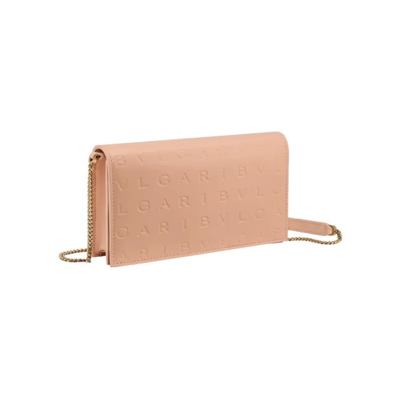 BVLGARI Bvlgari Logo Calfskin Shoulder Bag Crossbody Bag Wallet Women's Light Pink-0