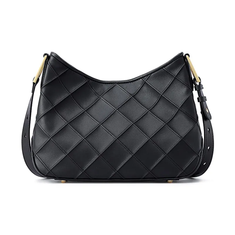 FION Cow Leather Shoulder Bag Small Size Women's Gold-4