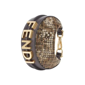 FENDI Fendigraphy Polyester Wrist Handbag Nano Women's Brown