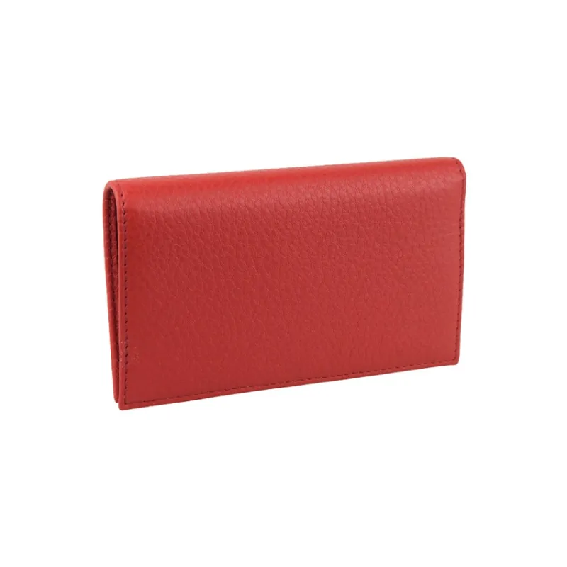 PRADA Leather Card Holder Wallet Women's Red-3