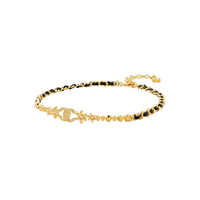 CHANEL Metal, Sheepskin, Rhinestone Necklaces Women's Black-1