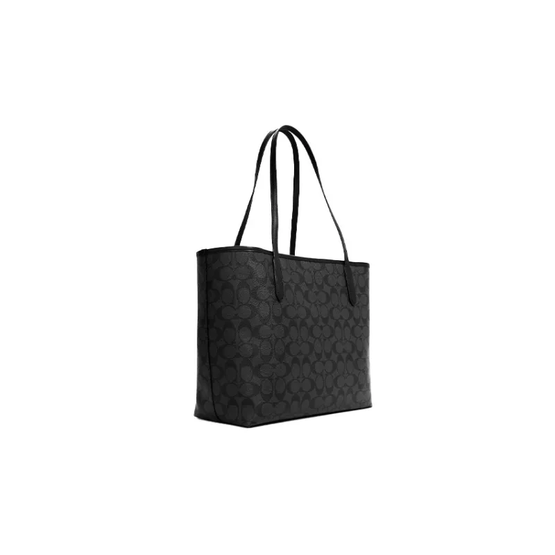 COACH City 33 Tote Bag In Signature Large Canvas Black-9