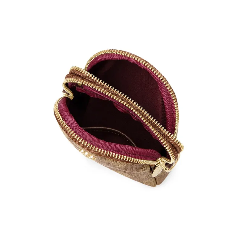 MashaLanti PVC Shoulder Bag With Cell Phone Pouch Small Size Women's Dark Brown & Apricot/Coffee & Burgundy-20