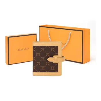 MashaLanti PVC 2-in-1 Card Holder Coin Purse Wallet Regular Women's Dark Brown & Apricot