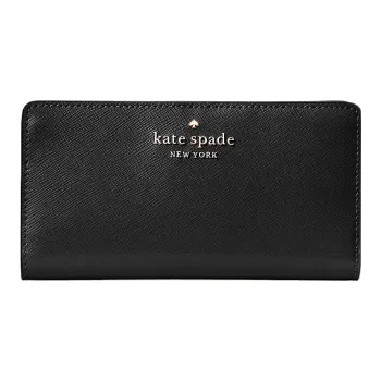 Kate Spade Leather Wallet Large Size Women's Black