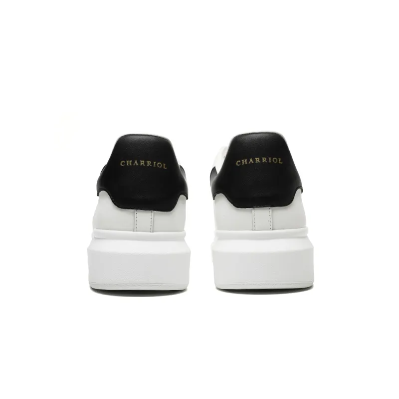 CHARRIOL Puffy Shoes White Sneakers Abrasion Resistant Low Top Skateboard Shoes Unisex White-5