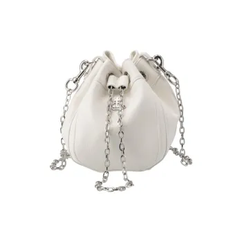 Vivienne Westwood Leather Bucket Bag, Portable Crossbody Bag, Shoulder Bag Small Size Women's White