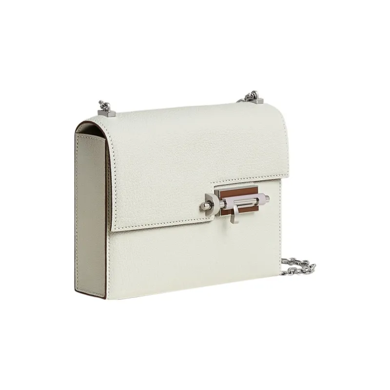 HERMES Verrou Mysore Goat Skin Handgun Bag Shoulder Bag Crossbody Bag Women's Mushroom White/Light Purple/Gold-1