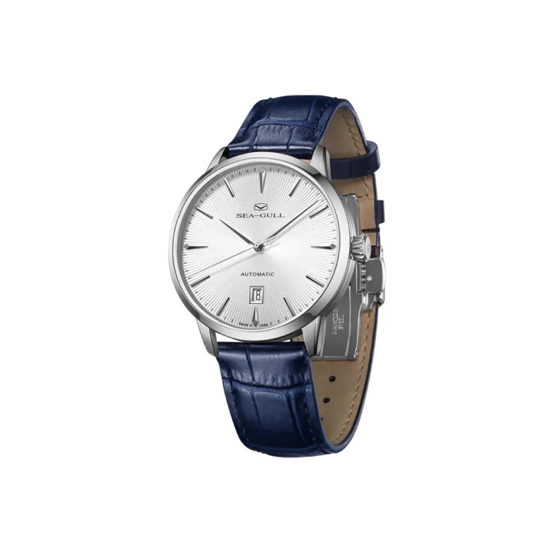 Sea Gull Zall Series Automatic Mechanical Movement Genuine Leather Strap Watch Men's Watches White Dial-1