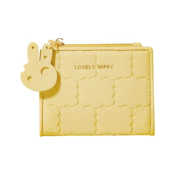 Miffy PU Coin Purses Wallets Small Size Women's Yellow/Ecru/Pink
