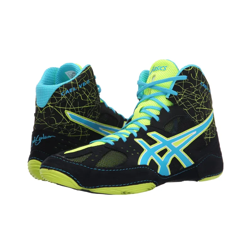 Asics Cael V6.0 Wrestling Shoes 'Black Blue Green'-3