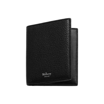 Mulberry Grained Cow Leather Wallet Small Size Men's Black