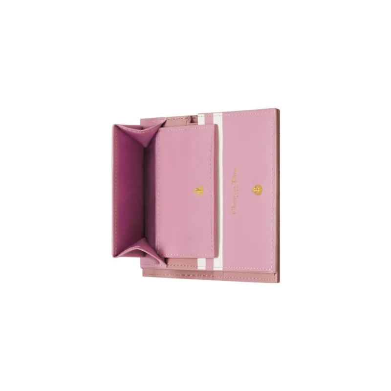 DIOR Caro Calfskin Wallet Mini Women's Dark Pink-3