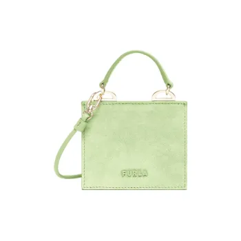 Furla Suede Patchwork Cow Leather Shoulder Bag Crossbody Bag Mini Women's Light Green