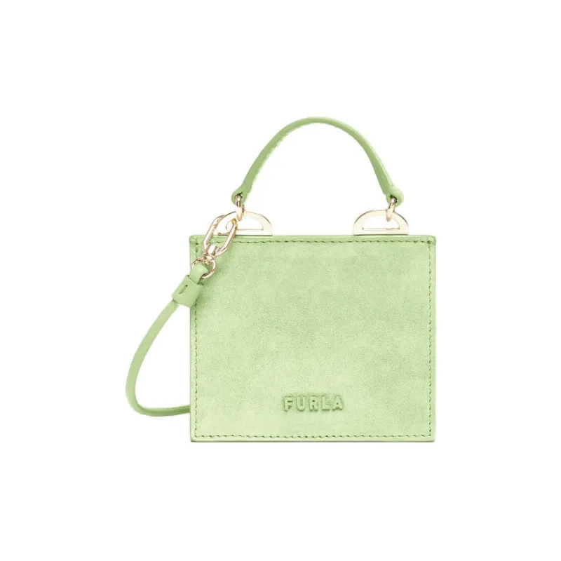 Furla Suede Patchwork Cow Leather Shoulder Bag Crossbody Bag Mini Women's Light Green-0