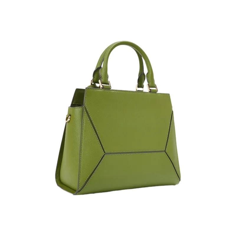 MICHAEL KORS MK Prism Leather Trunk Bag, Shoulder Bag, Crossbody Bag, Handbag Medium Size Women's Olive Green-1