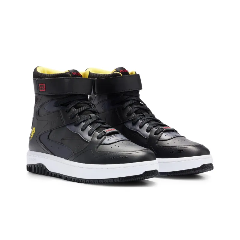 HUGO BOSS High-Top Skateboard Shoes Men's Black-1