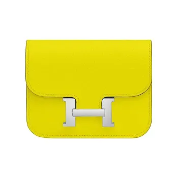HERMES Constance Slim Evercolor Leather Fanny Pack Handheld Wallet Women's 9R Lime Lemon