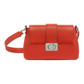 Furla Cow Leather Square Bag, Shoulder Bag, Crossbody Bag Tubas Women's Citrus Orange