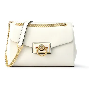 FION Cow Leather Genuine Leather Small Square Bag Shoulder Bag Small Size Women's Gold