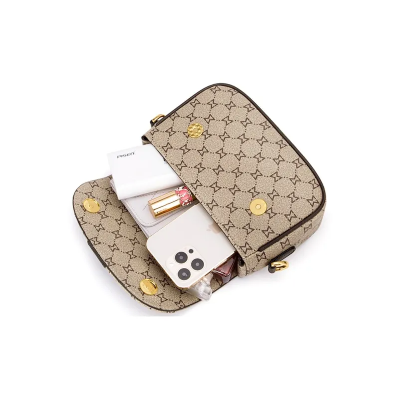 MashaLanti PVC Shoulder Bag Crossbody Bag Regular Unisex Coffee/Dark Brown & Apricot-3