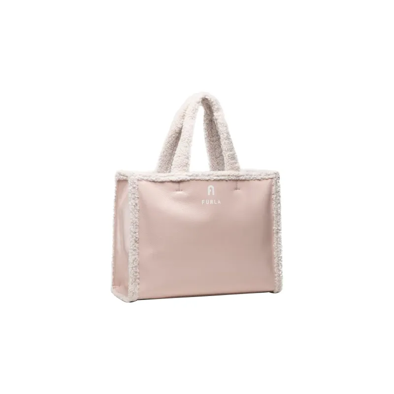 Furla Genuine Leather With Patent Leather Tote Bag Shopping Bag Handbag Regular Women's Pink-1