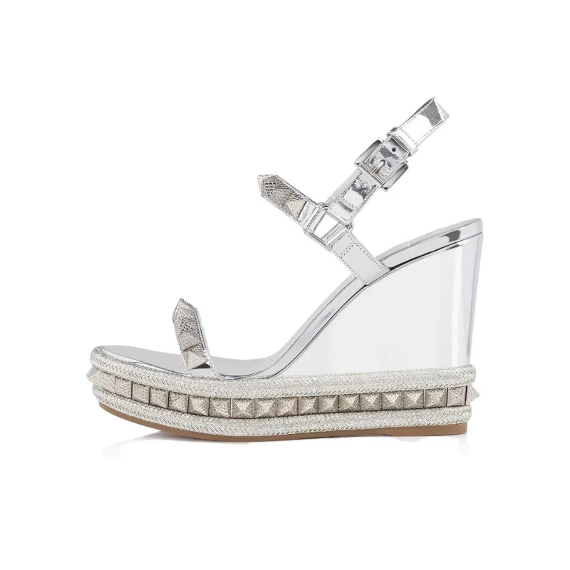 CL LUBOTING Pyraclou Strap Sandals Women's Silver-0