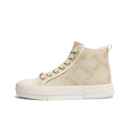 MICHAEL KORS Evy Slip-Resistant High-Top Skateboard Shoes Women's Beige Gold