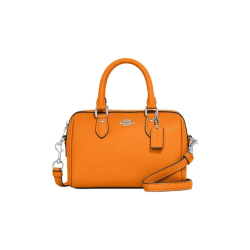 COACH Rowan Leather Boston Bag Shoulder Bag Crossbody Bag Handbag brand Women's Orange