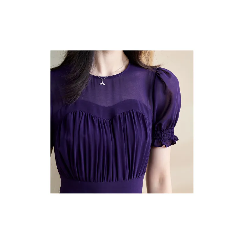 MISSSHINE Short Sleeved Dresses Women's Purple-4