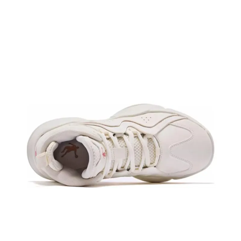 QIAODAN Slip Resistant High Top Basketball Shoes Women's White-3
