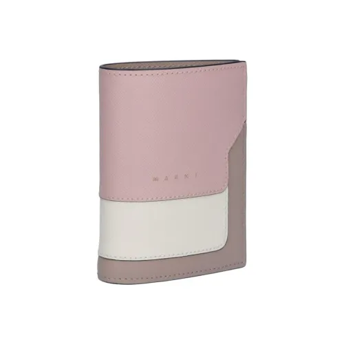 MARNI Saffiano Leather Wallet Regular Women's Camellia Colors/Talc