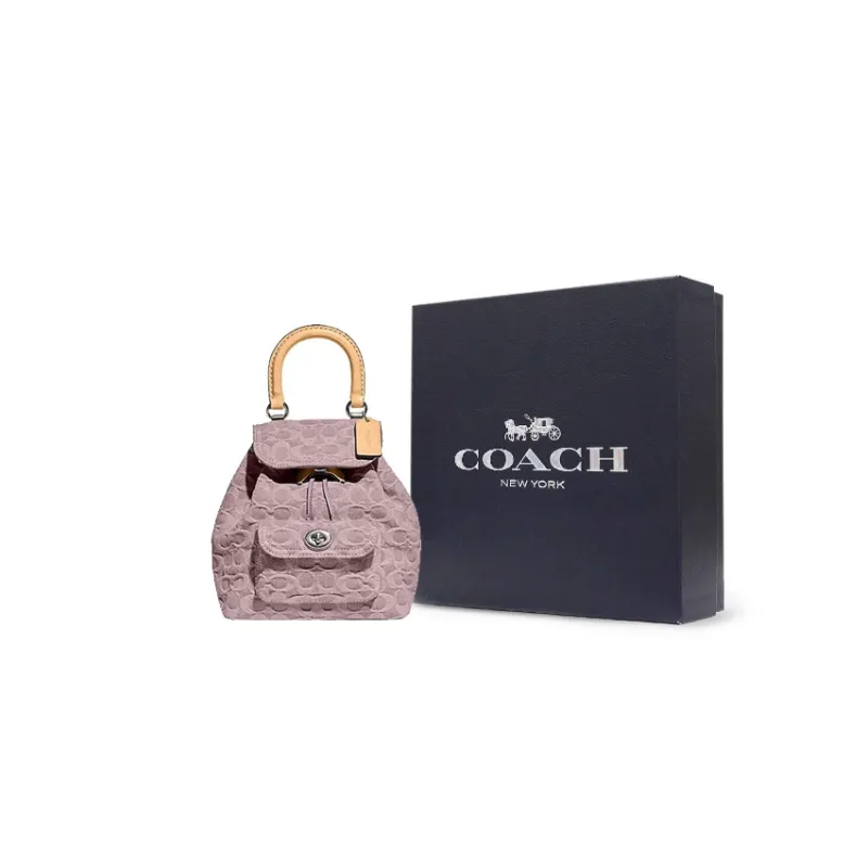 COACH Riya Fabric Backpack Medium Size Women's Pink-0