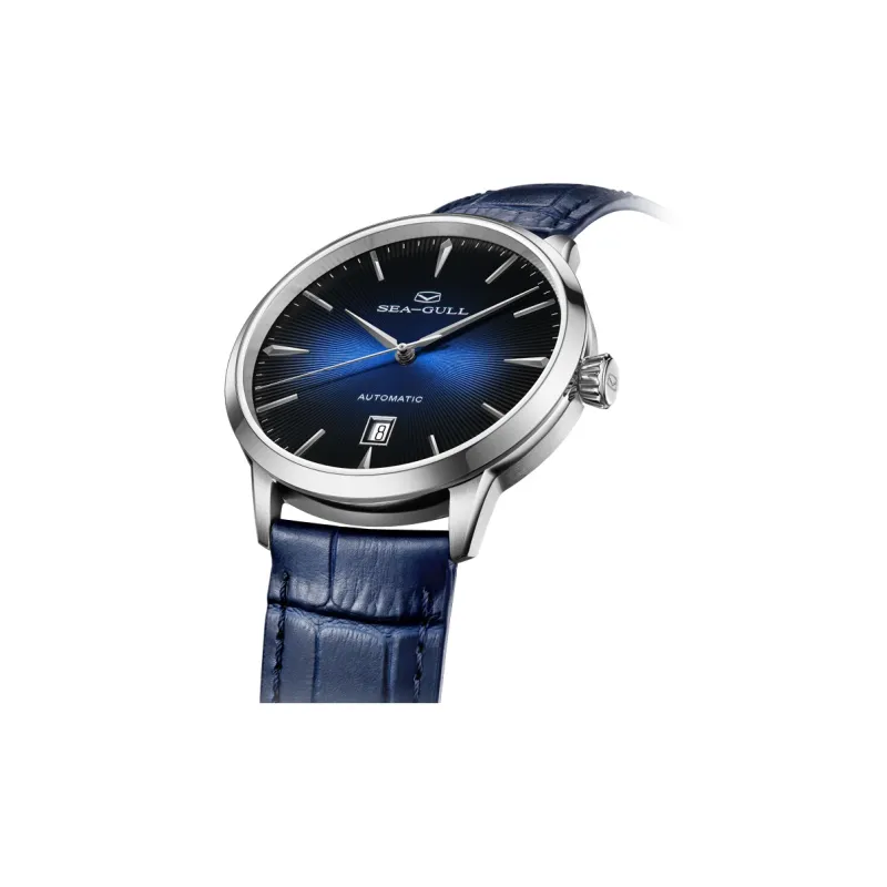 Sea Gull Zall Series Automatic Mechanical Movement Genuine Leather Strap Watch Men's Watches White Dial-6