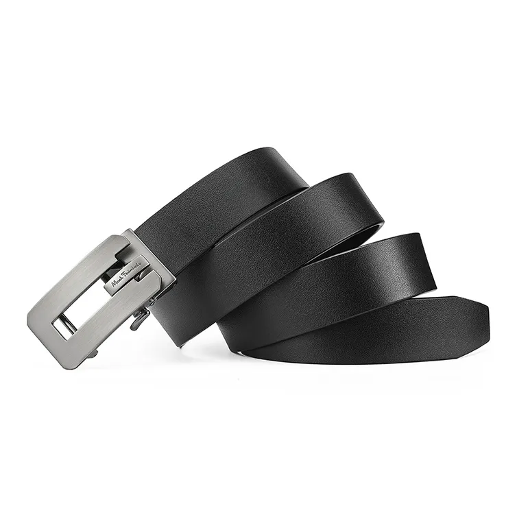 FAIRWHALE Solid Color Design, Head Layer, Automatic Buckle Genuine Leather Belts Men's Width 3.5CM-1