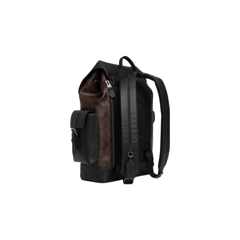 COACH Hudson Canvas With Leather Backpack Men's Brown Black-1