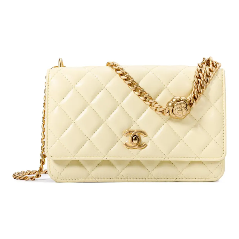 CHANEL Classic Flap CF Lambskin Flap Bag, Shoulder Bag, Crossbody Bag Regular Women's Yellow-0