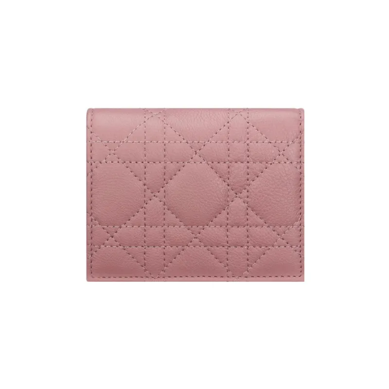 DIOR Caro Calfskin Wallet Mini Women's Dark Pink-2