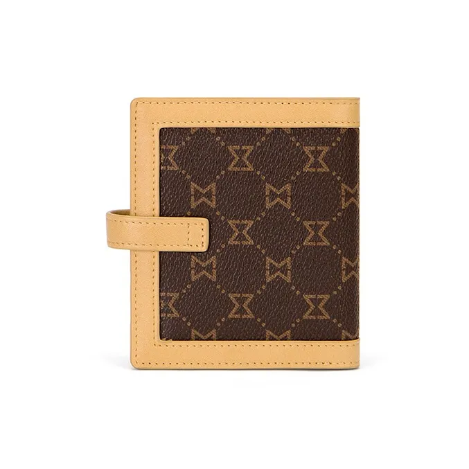 MashaLanti PVC 2 in 1 Card Holder Coin Purse Wallet Regular Women's Dark Brown & Apricot-3