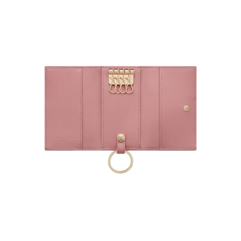 DIOR Lady Dior Lambskin Key Pouch Women's Light Pink-3