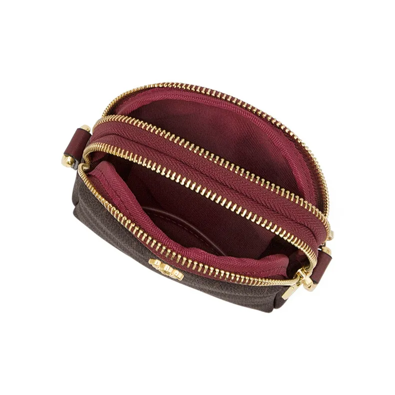 MashaLanti PVC Shoulder Bag With Cell Phone Pouch Small Size Women's Dark Brown & Apricot/Coffee & Burgundy-13