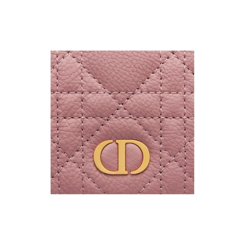 DIOR Caro Calfskin Wallet Mini Women's Dark Pink-5