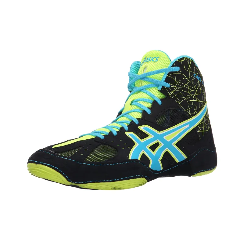 Asics Cael V6.0 Wrestling Shoes 'Black Blue Green'-2