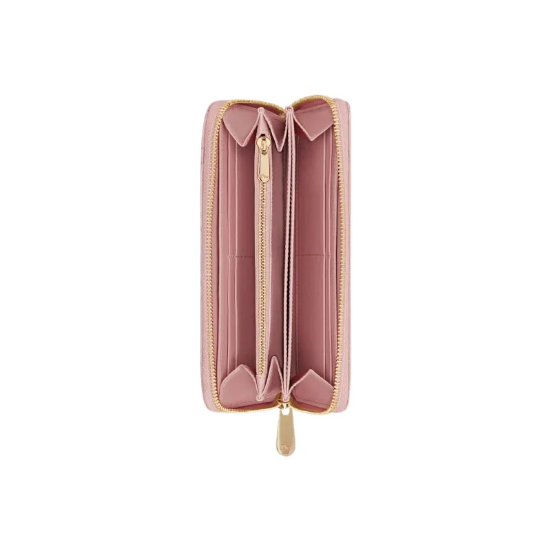 DIOR Lady Dior Patent Leather Calfskin Wallet Women's Light Pink-3