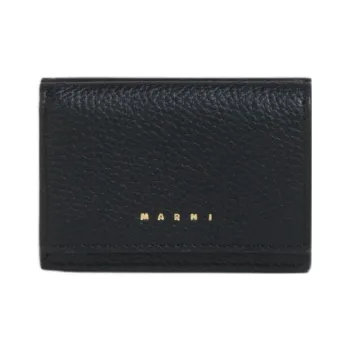 MARNI Venice Leather Trifold Wallet Regular Women's Black