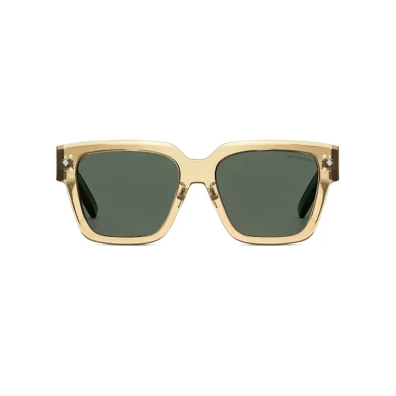DIOR Acetate Metal Square Sunglasses Men's Transparent Yellow-2