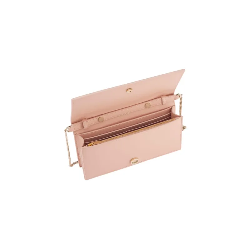 BVLGARI Bvlgari Logo Calfskin Shoulder Bag Crossbody Bag Wallet Women's Light Pink-2