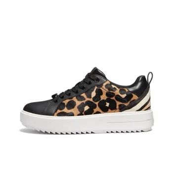 MICHAEL KORS Emmett Slip Resistant Low Top Skateboard Shoes Women's Leopard Print
